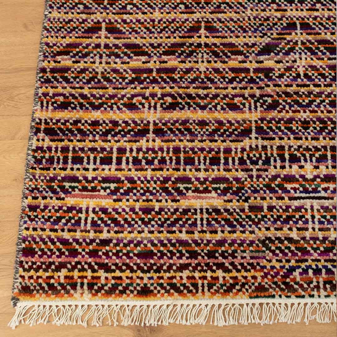 Bohemian-Inspired Hand-Knotted Geometric Rug