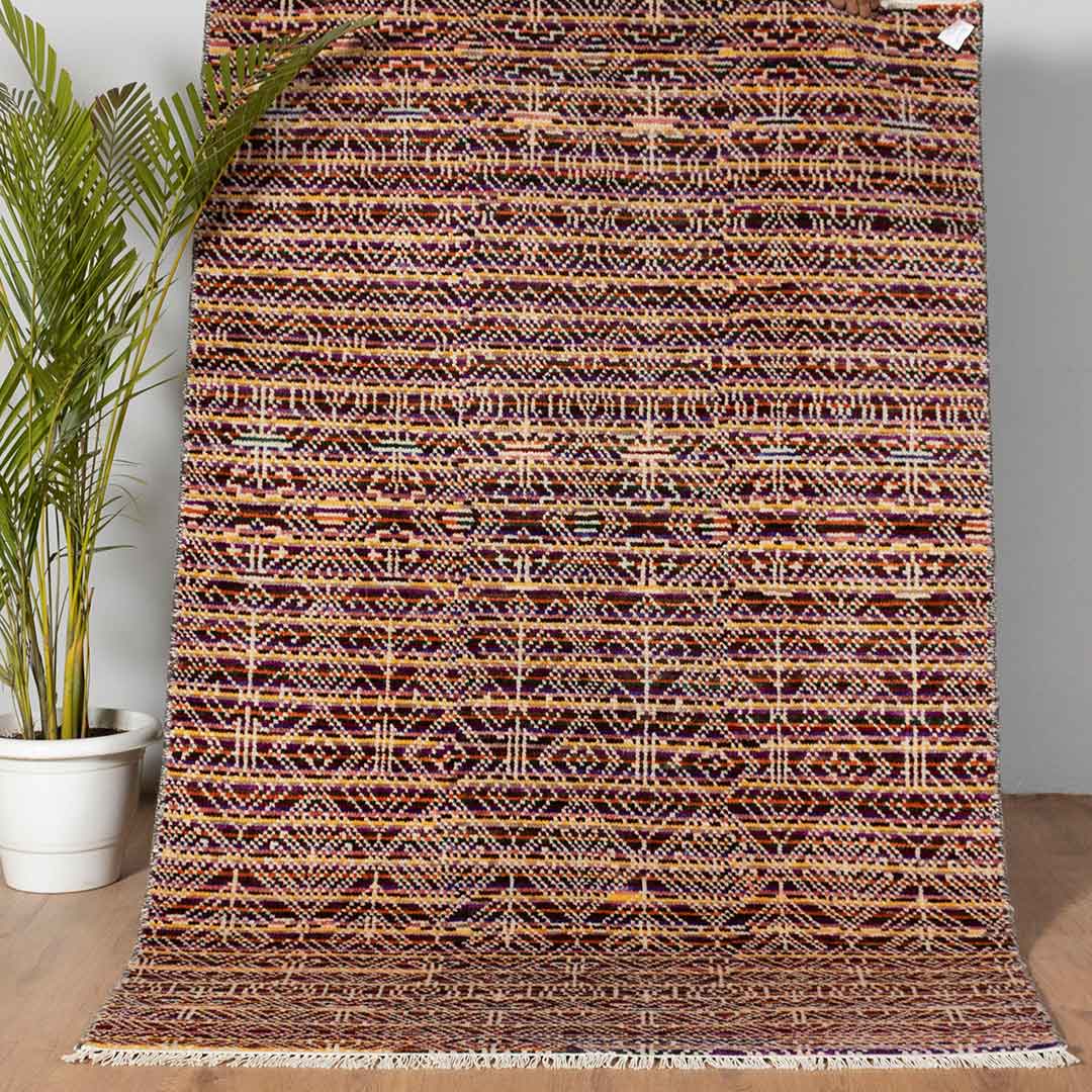 Bohemian-Inspired Hand-Knotted Geometric Rug