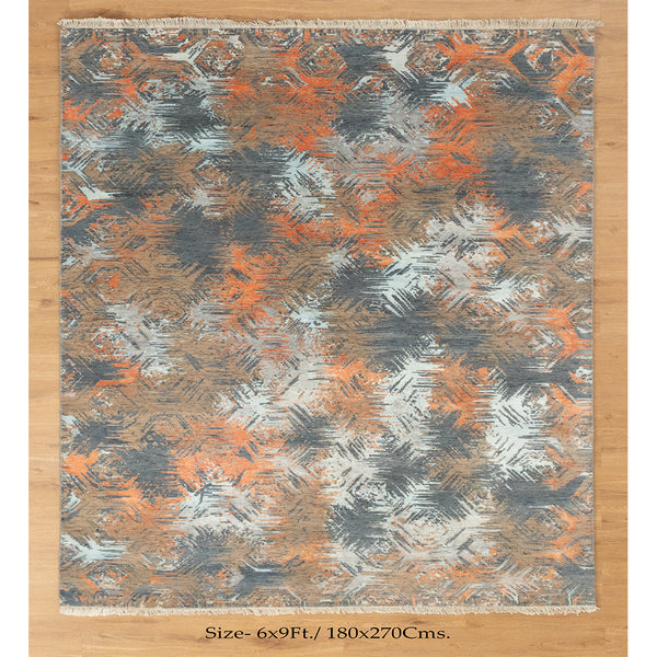 6x9 Erased Granite Colorful Geometric Handmade Rug | Best Rugs Online UK