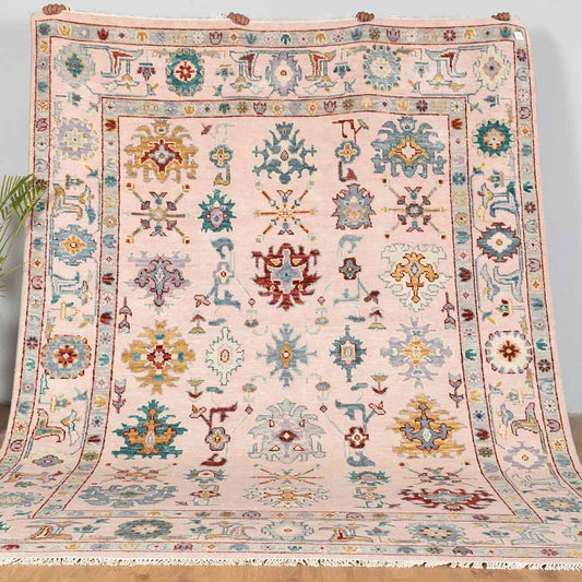 Unique Hand-Knotted Oushak Rug: Elevate Your Interior Decor