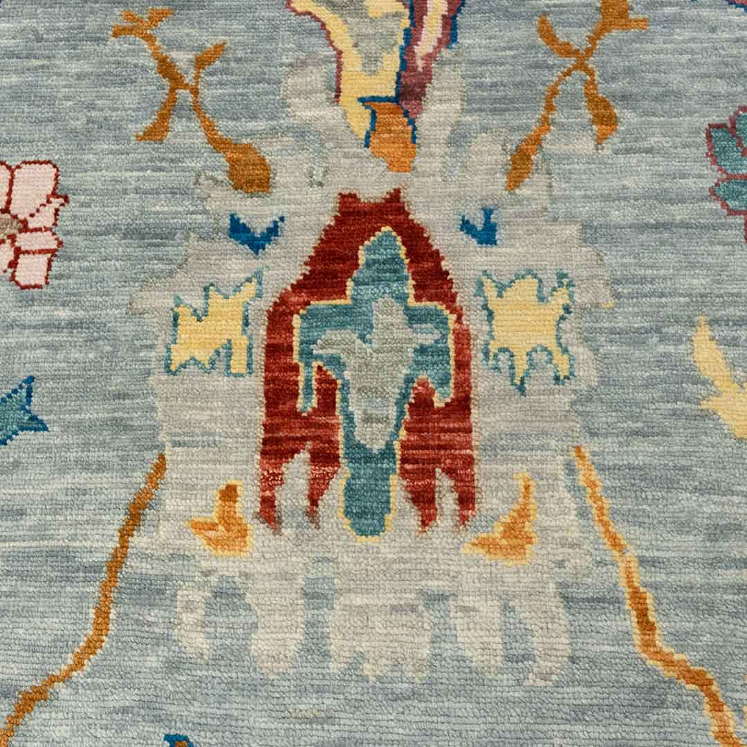 Unique Hand-Knotted Oushak Rug: A Blend of Color and Texture