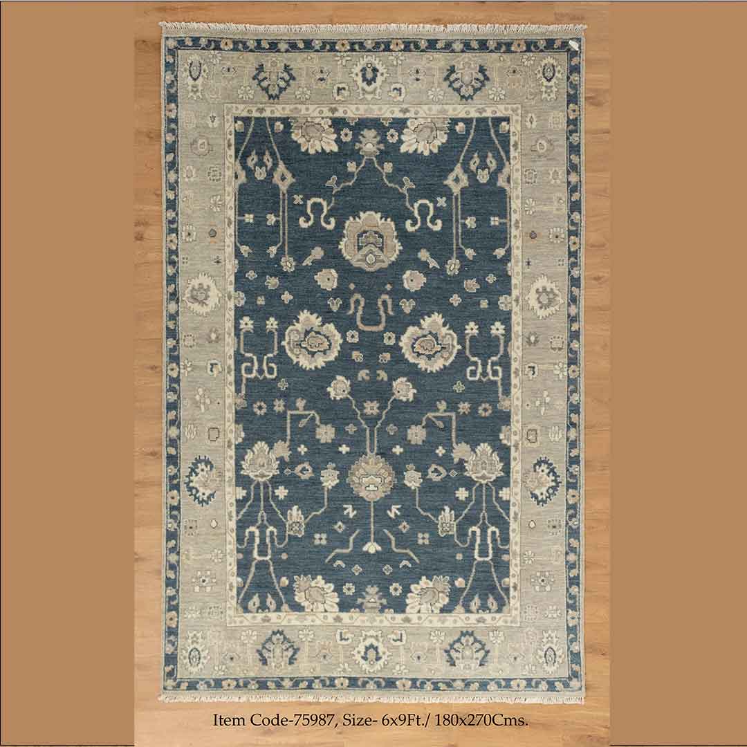 Floral  Modern Oushak Rug: Hand-Knotted Luxury for Any Room