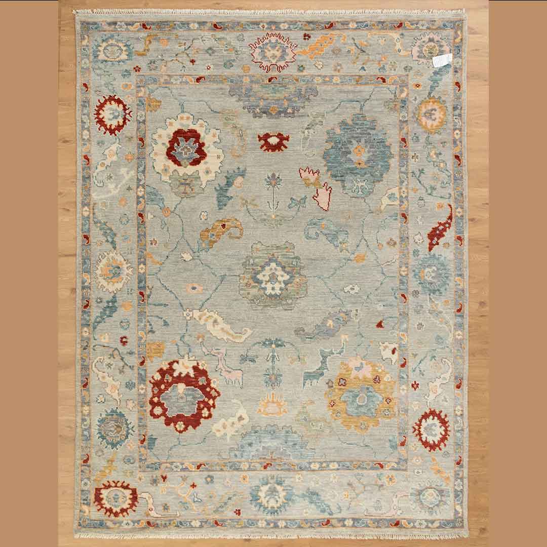 Elegant Hand-Knotted Modern Oushak Rug for Luxurious Living Spaces