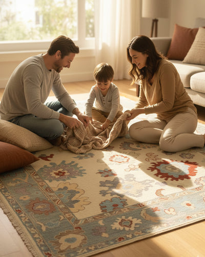 Beautifully Crafted Hand-Knotted Oushak Rug for Contemporary Decor