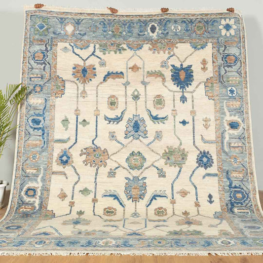 Modern Oushak Rug: Hand-Knotted with Care and Precision