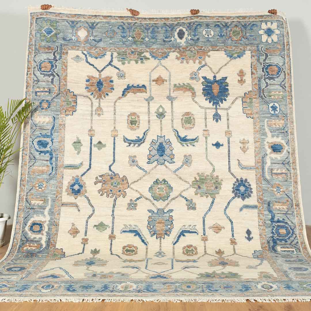 Modern Oushak Rug: Hand-Knotted with Care and Precision