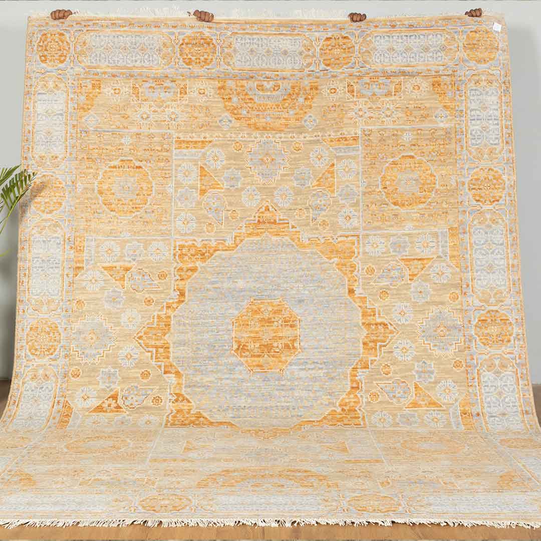 Hand-Knotted Mamluk Pastel colors Rug: Enhance Your Home's Ambiance