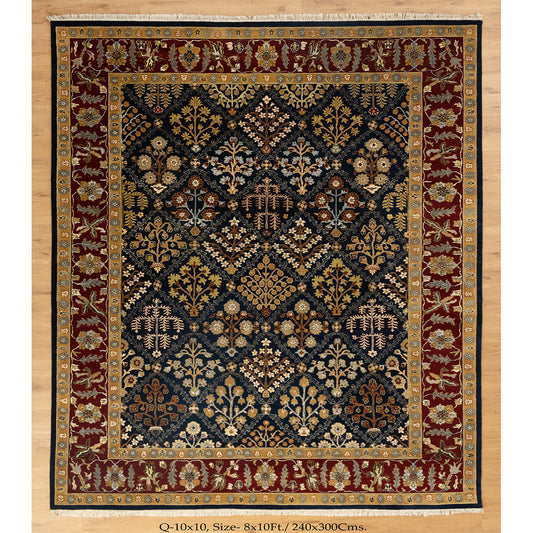 8x10 Aalam Blue Rust Hand knotted Wool Modern Tribal Classic Rug