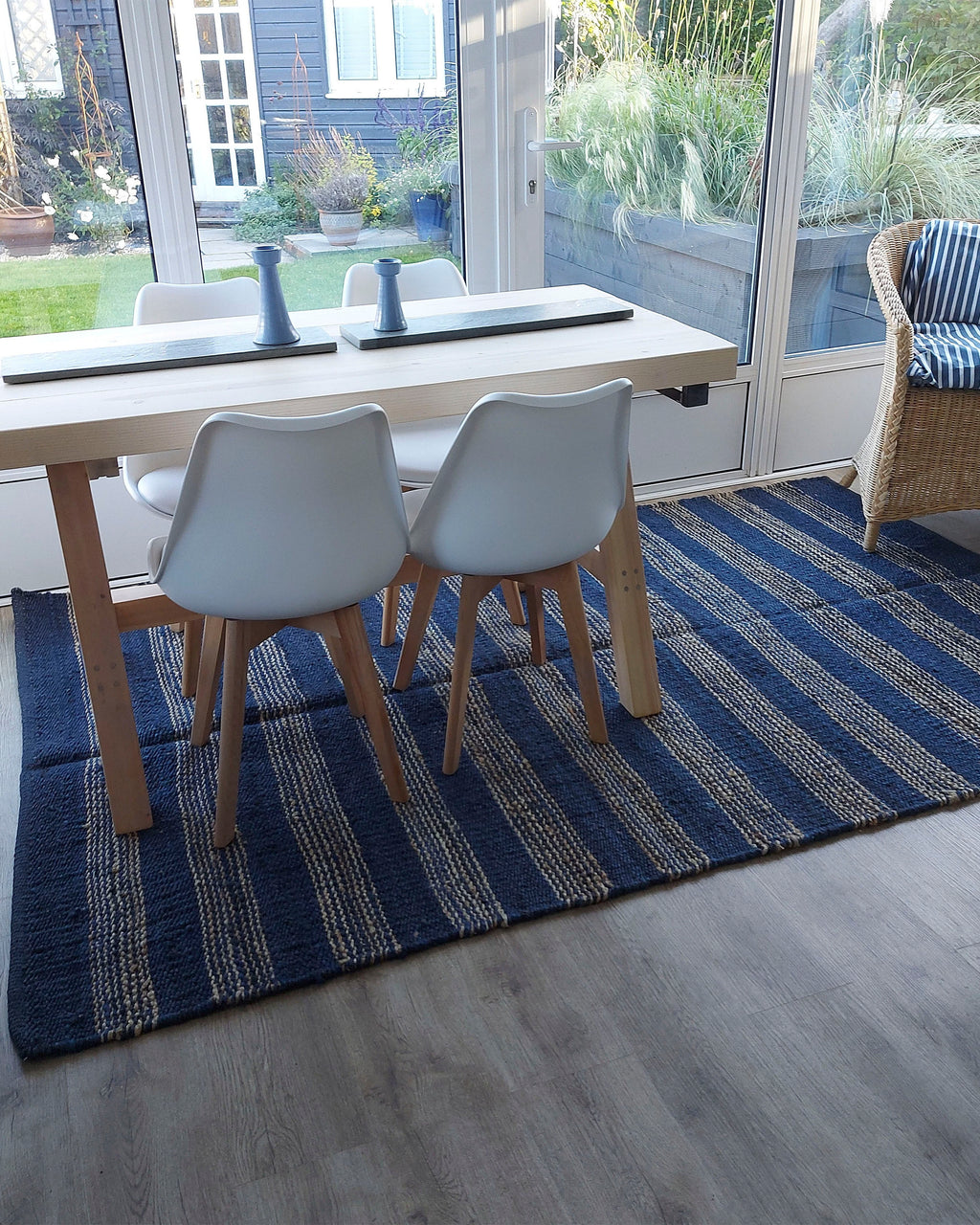 Boho Chic Jute Stripe Rug - Stylish and Sustainable Floor Decor