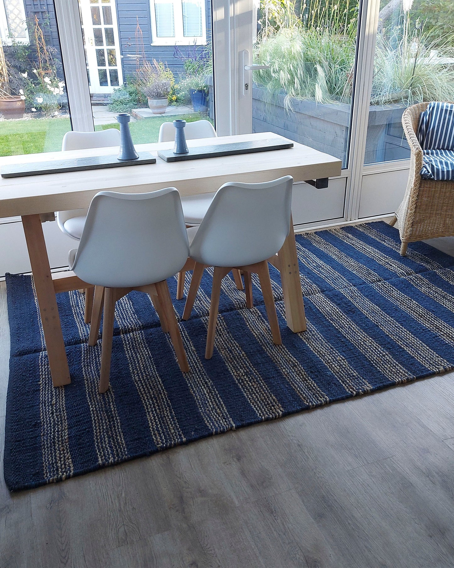 Boho Chic Jute Stripe Rug - Stylish and Sustainable Floor Decor
