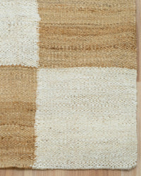 Modern Checkered Jute Area Rug - Perfect for Living Room & Bedroom