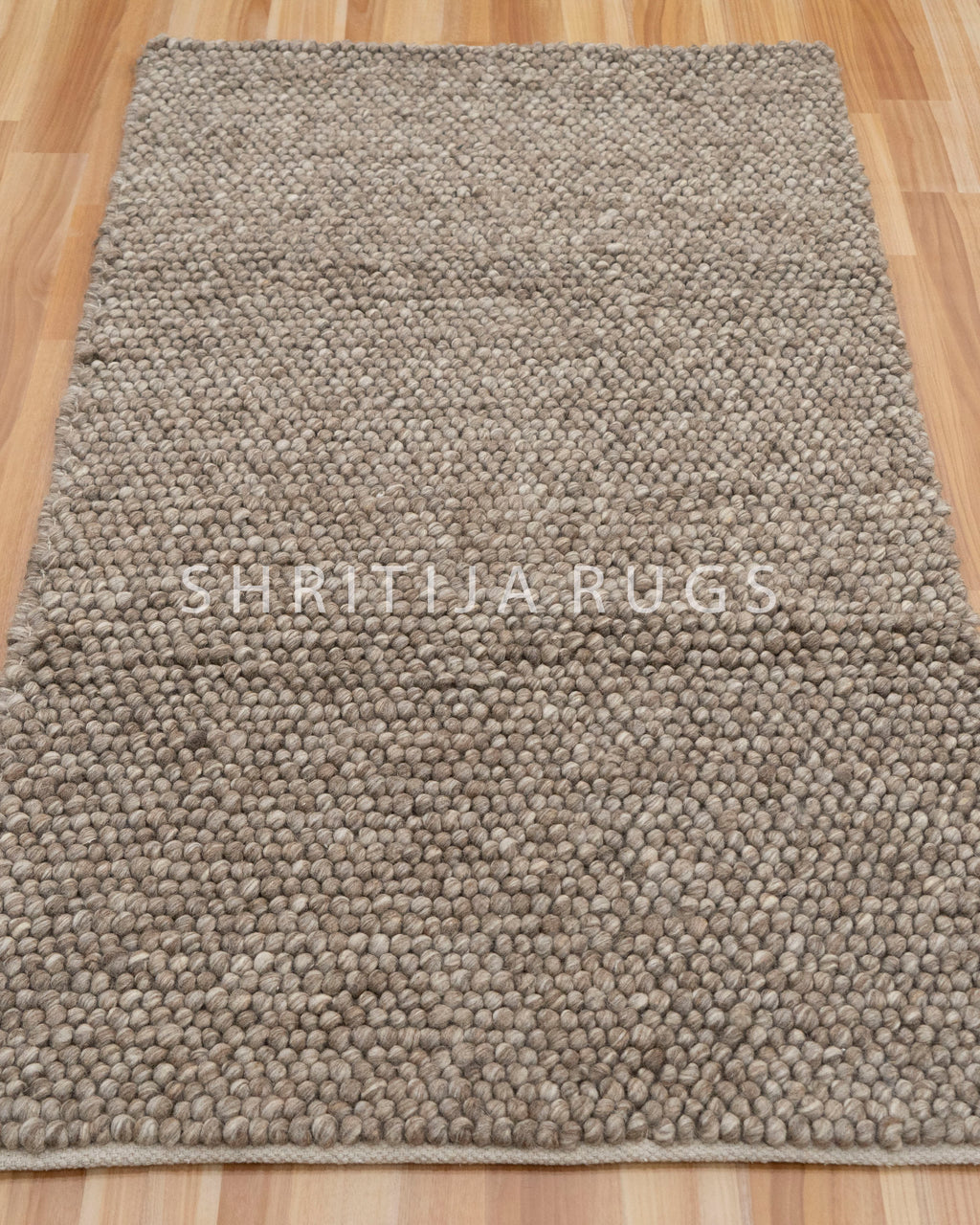 Brown Ivory Grey Multicolor Handwoven Wool Loop Handmade Rug