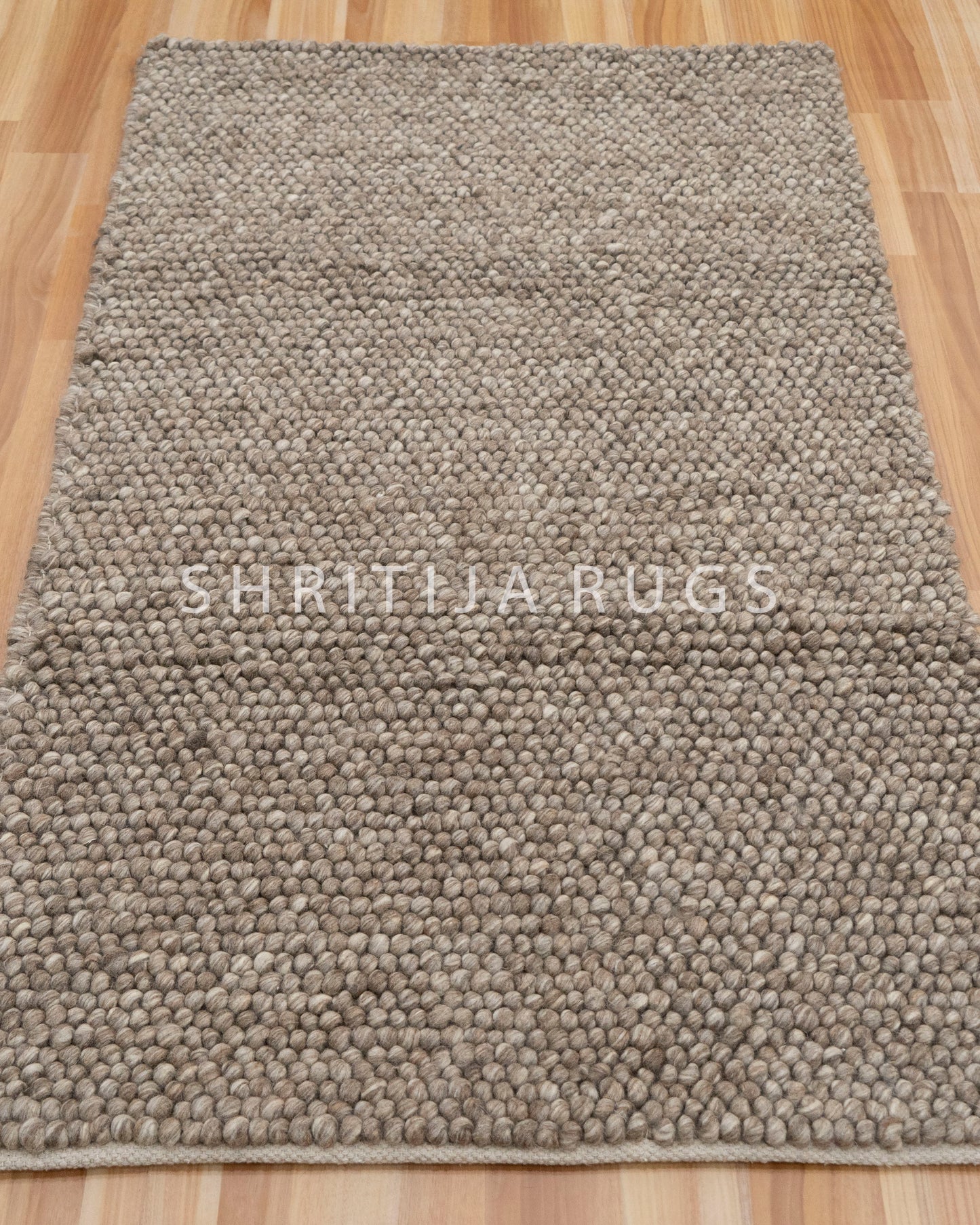 Brown Ivory Grey Multicolor Handwoven Wool Loop Handmade Rug