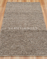 Brown Ivory Grey Multicolor Handwoven Wool Loop Handmade Rug