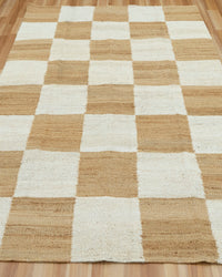 Modern Checkered Jute Area Rug - Perfect for Living Room & Bedroom