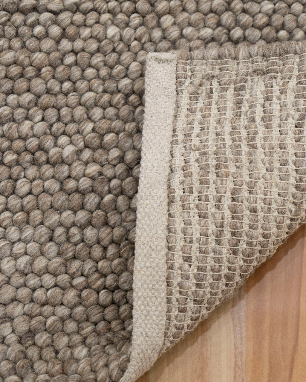 Brown Ivory Grey Multicolor Handwoven Wool Loop Handmade Rug