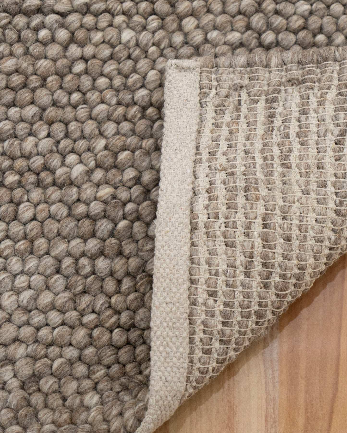 Brown Ivory Grey Multicolor Handwoven Wool Loop Handmade Rug