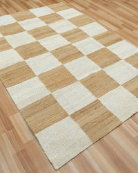 Modern Checkered Jute Area Rug - Perfect for Living Room & Bedroom