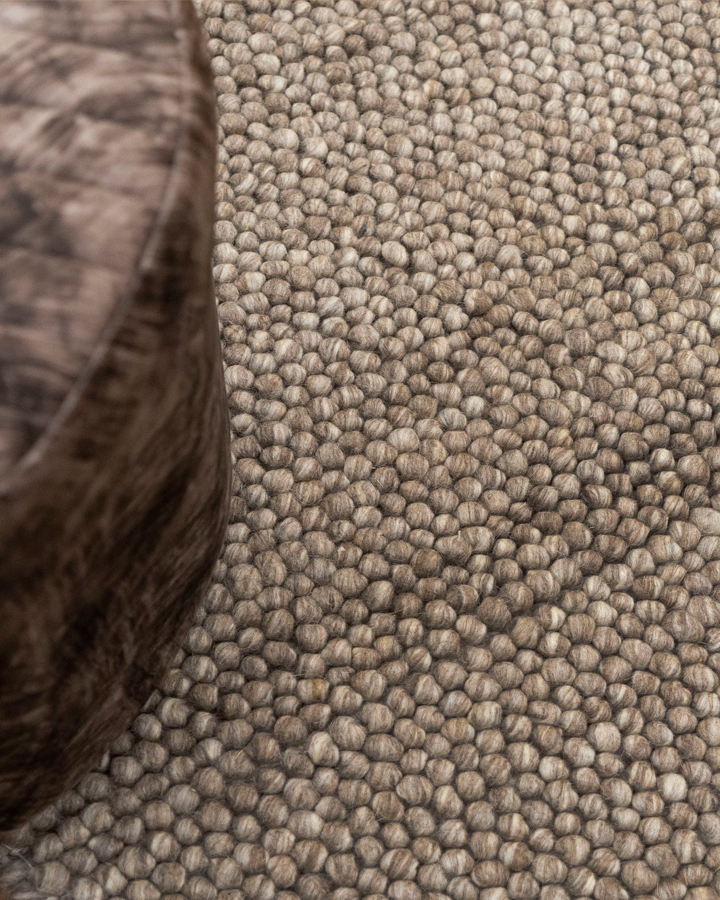 Brown Ivory Grey Multicolor Handwoven Wool Loop Handmade Rug