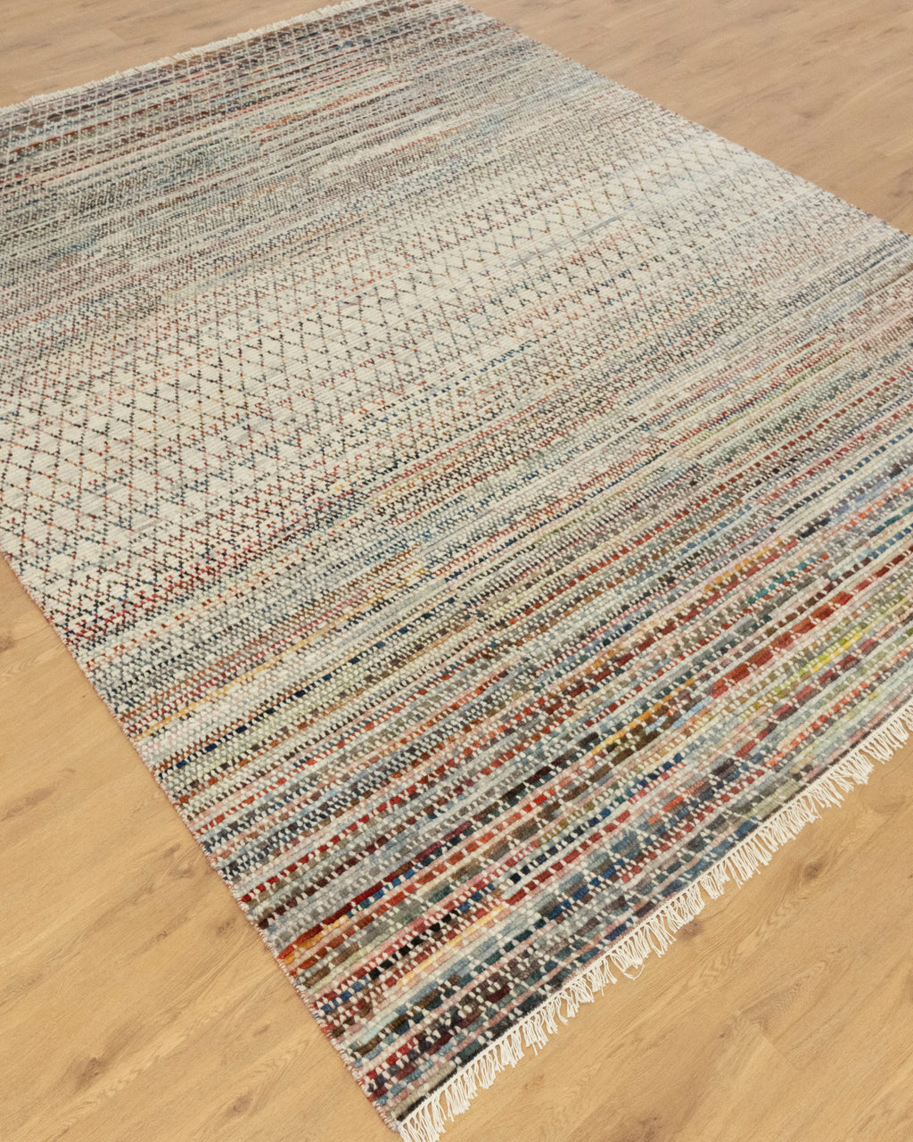 Kantha Colorful Geometric Handmade Rug