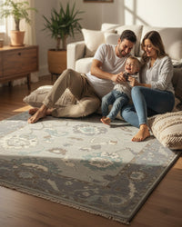 Paisley Hand-Knotted Oushak Rug: The Perfect Centerpiece for Your Room