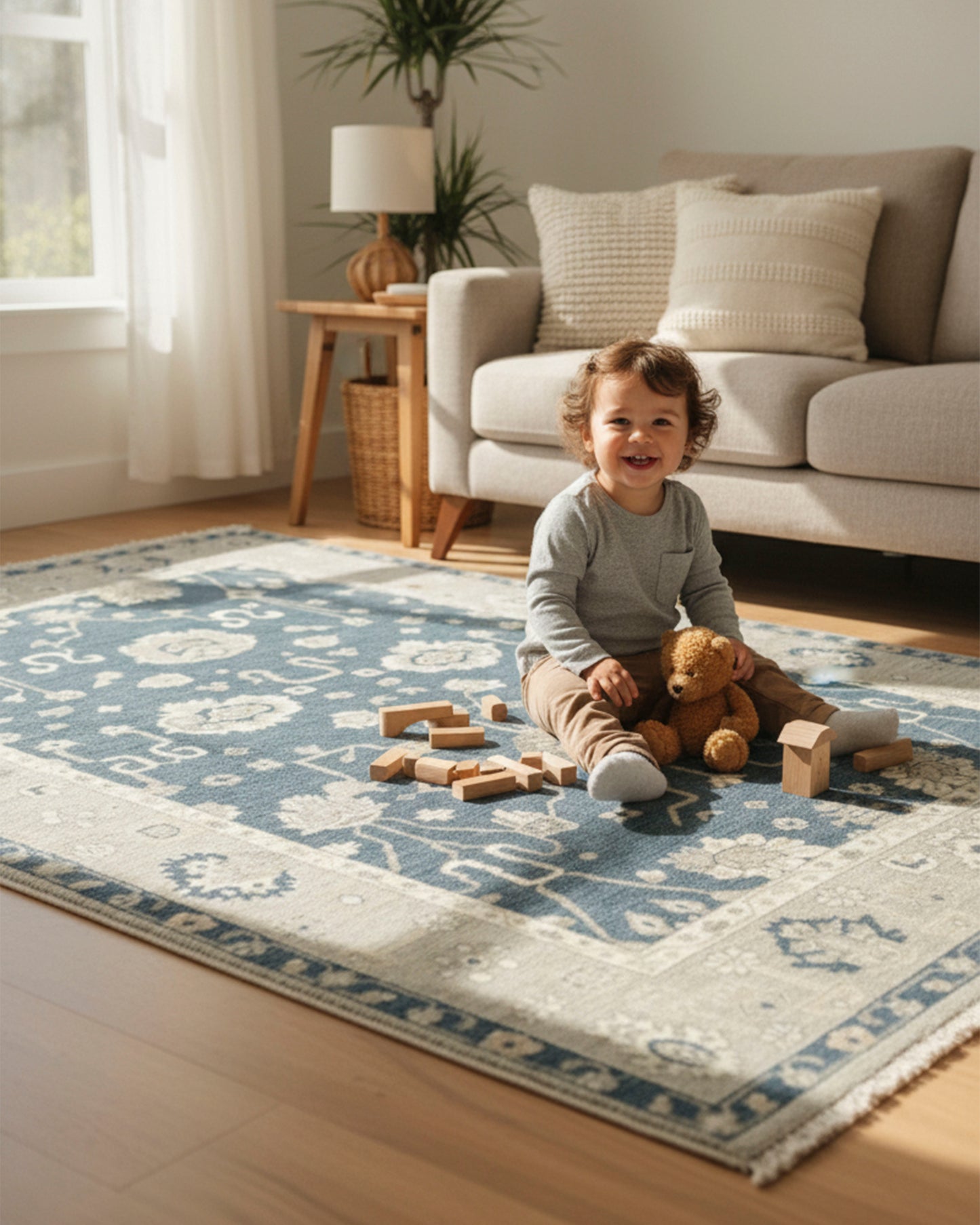 Floral  Modern Oushak Rug: Hand-Knotted Luxury for Any Room