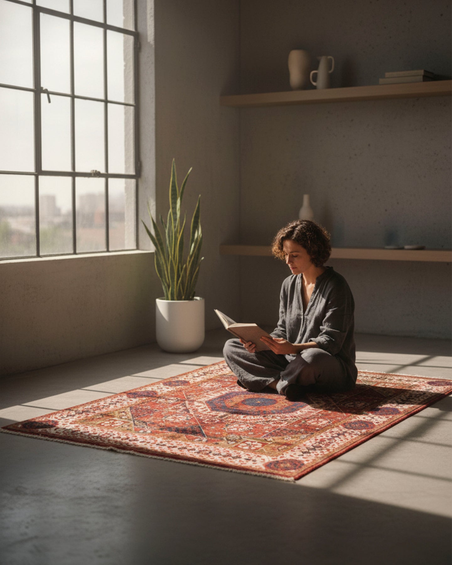 Luxurious Hand-Knotted Mamluk Rug for Chic Interiors