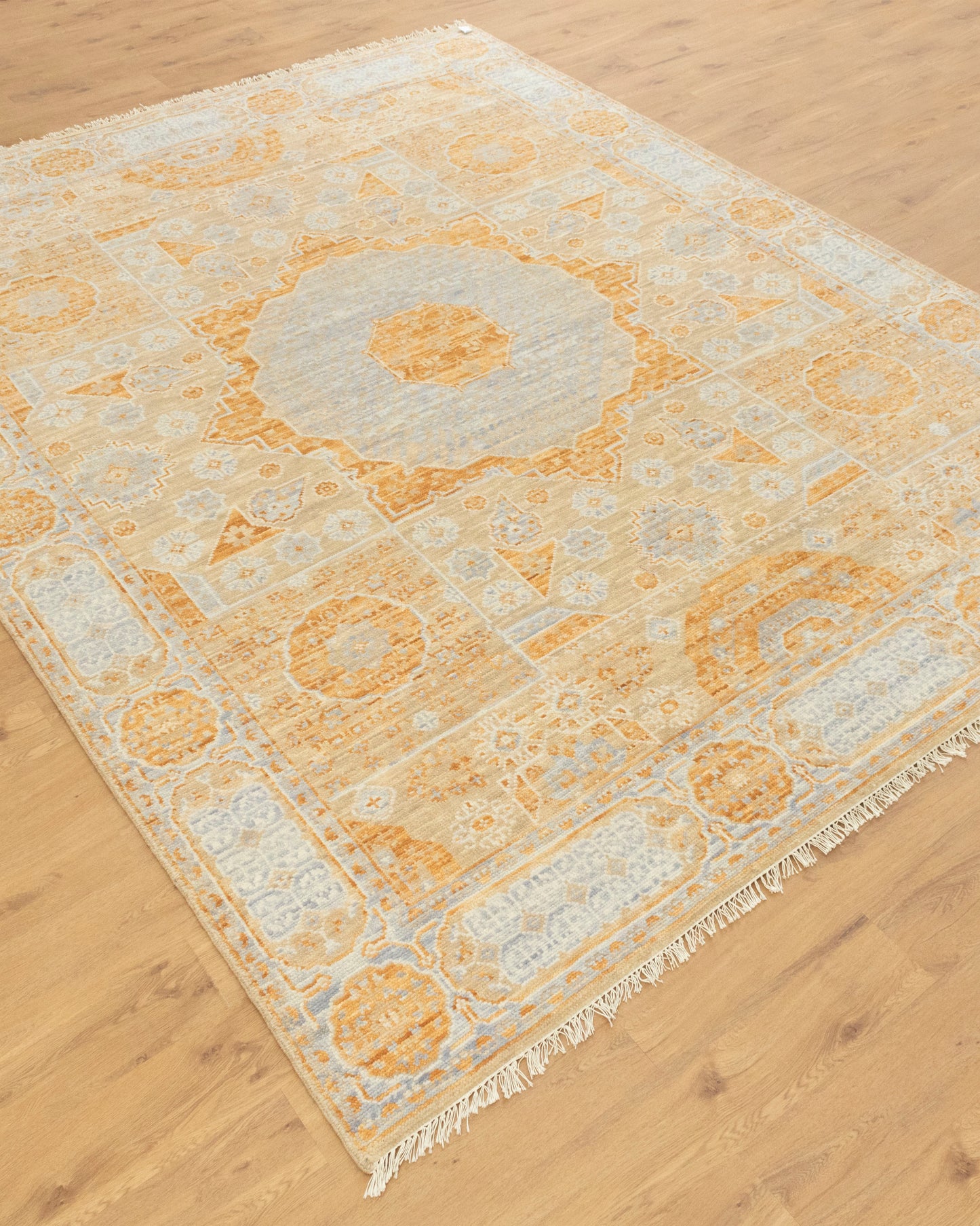 Hand-Knotted Mamluk Pastel colors Rug: Enhance Your Home's Ambiance