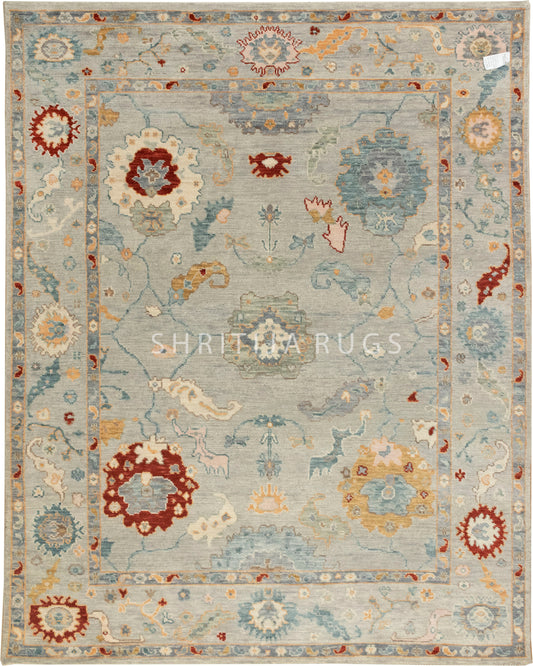 Elegant Hand-Knotted Modern Oushak Rug for Luxurious Living Spaces
