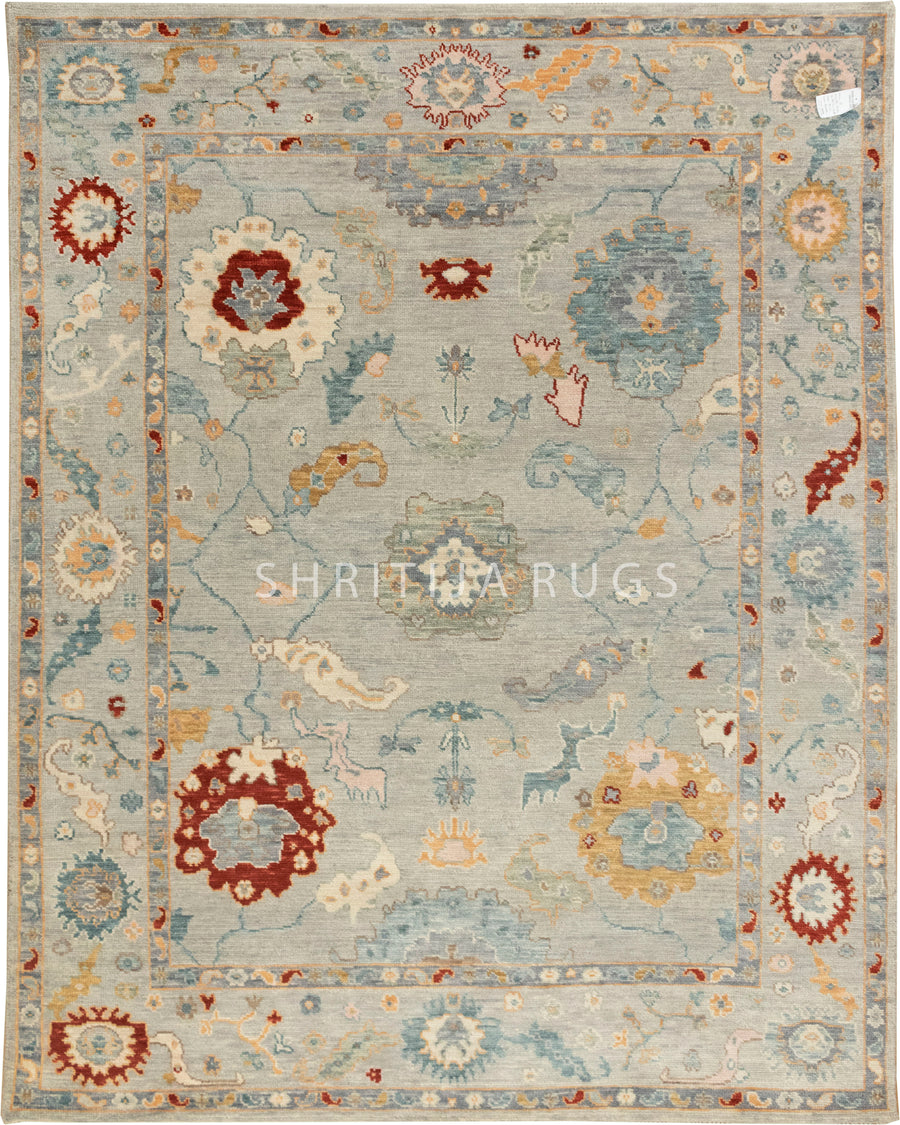Elegant Hand-Knotted Modern Oushak Rug for Luxurious Living Spaces