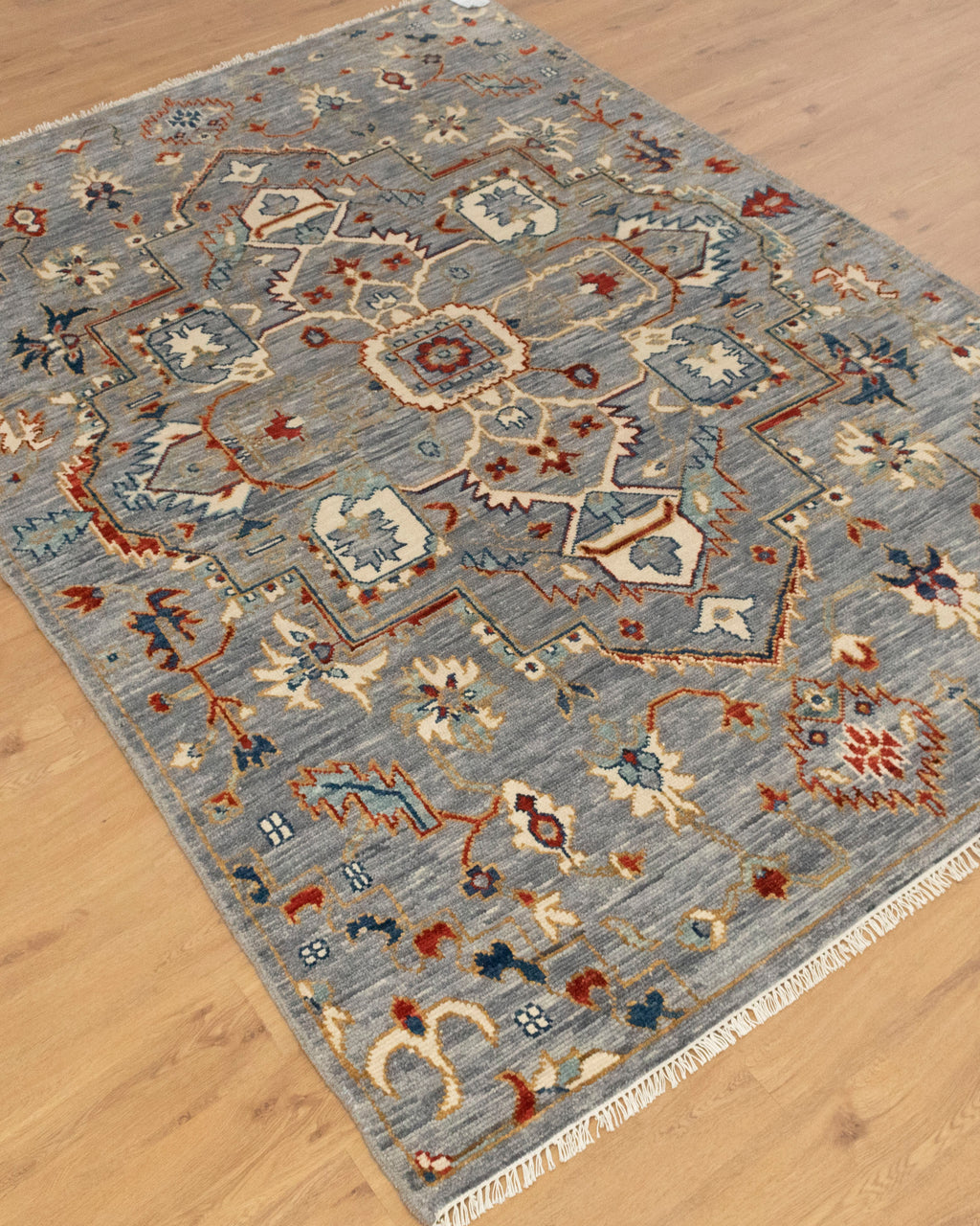 Grey Hand knotted Antique Look Mahal Design