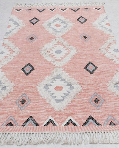 Pink Hand woven Moroccan Shag Rug..