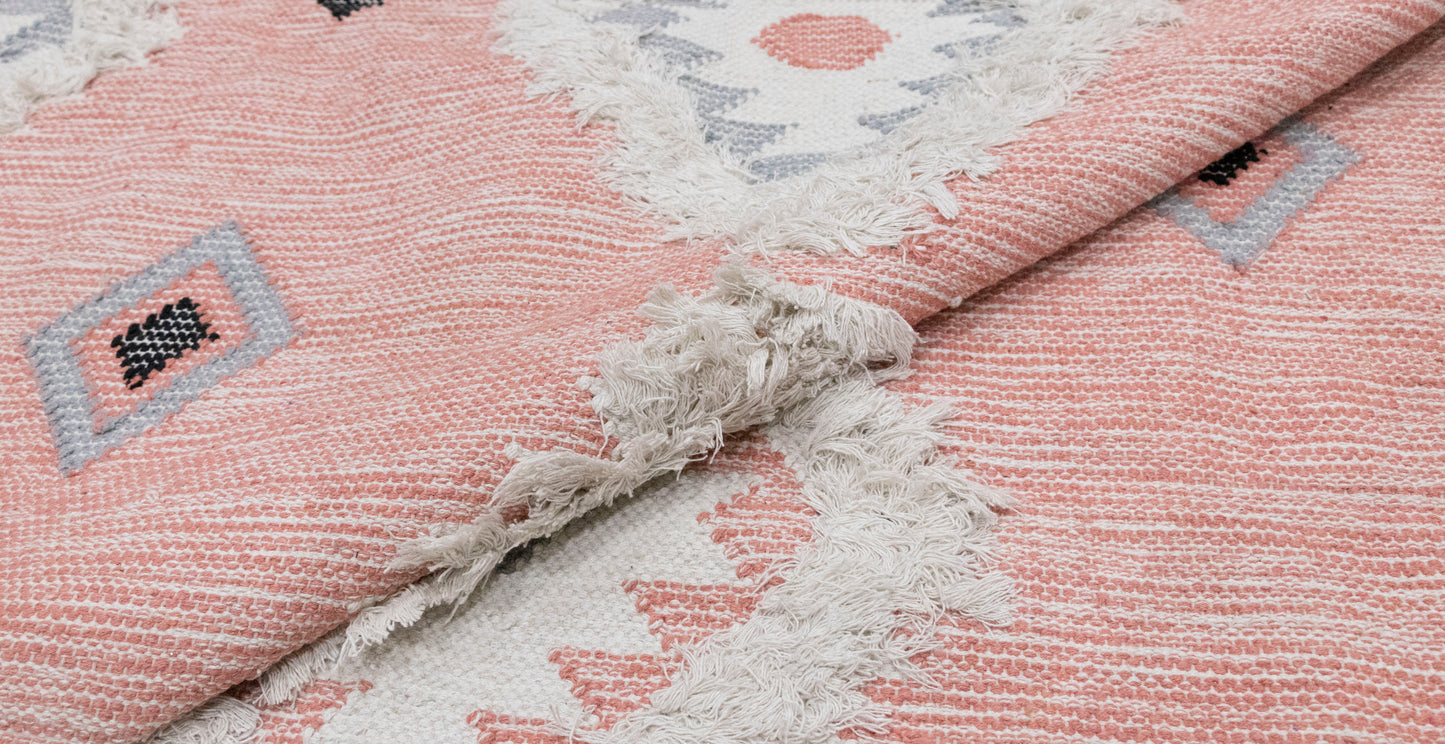 Pink Hand woven Moroccan Shag Rug..