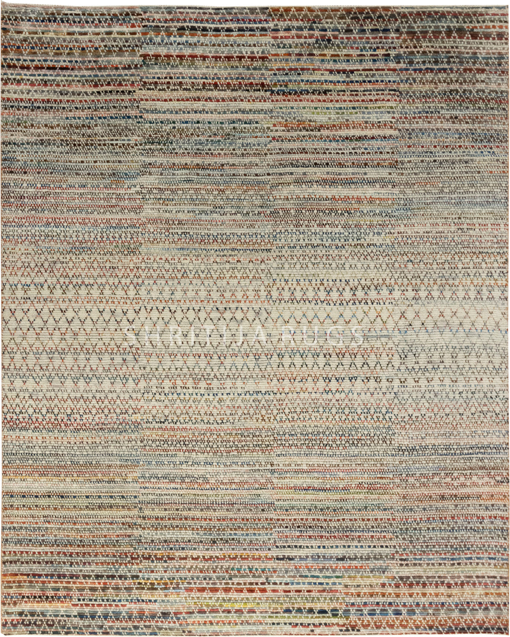 Kantha Colorful Geometric Handmade Rug