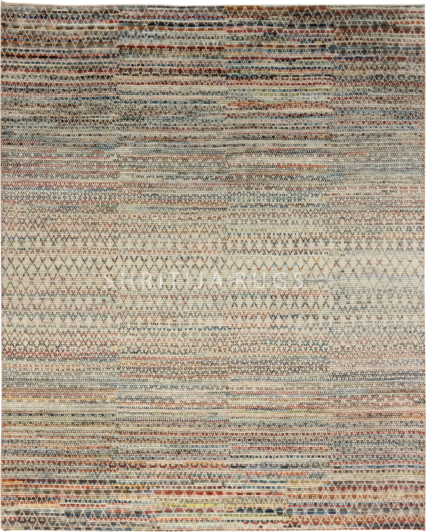 Kantha Colorful Geometric Handmade Rug