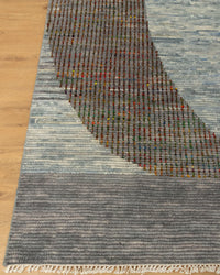 Gray Saree Silk Distressed look Handmade Vintage Rug