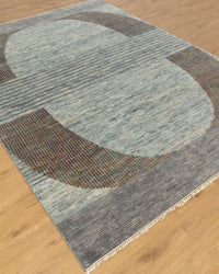 Gray Saree Silk Distressed look Handmade Vintage Rug