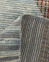 Gray Saree Silk Distressed look Handmade Vintage Rug