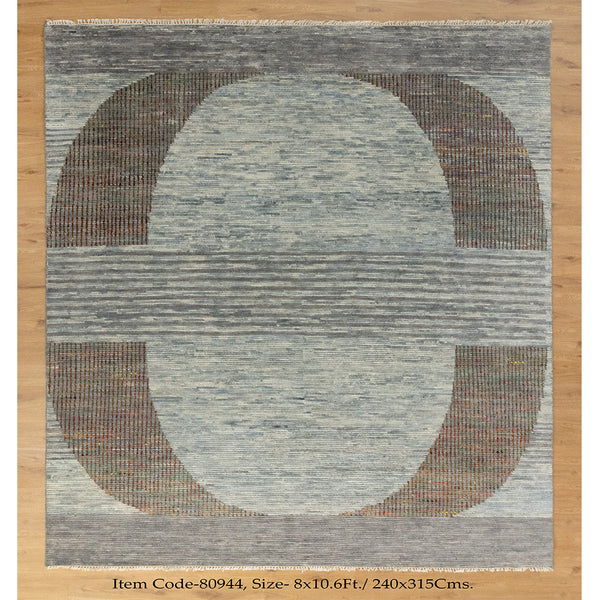 Gray Saree Silk Distressed look Handmade Vintage Rug