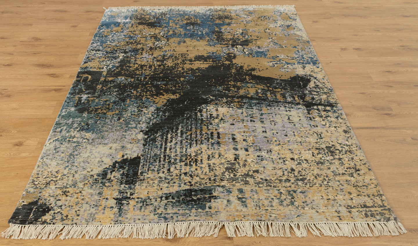 5x7 Sanganer | Modern Hand knotted Abstract Painting Rug.