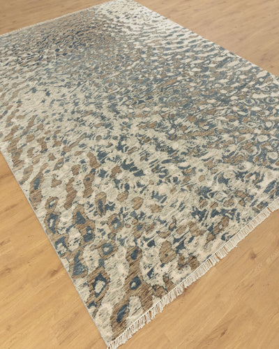 9x12 Zebra Pattern Ivory Brown hand knotted Large Area Rug For Living Room