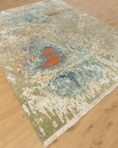 9x12 Maribelle Wool & Silk Large Hand Knotted Abstract Panting Canvas Designer Rug