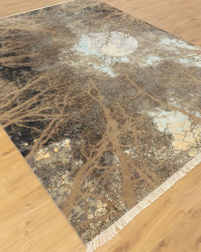9x12 Natural Moon Theme Tree of life hand Knotted High Quality Wool Rug