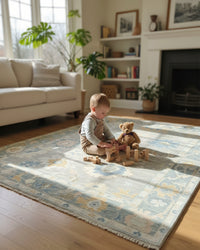 Elegant Hand-Knotted Oushak Rug: Perfect for Any Room