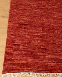 Solid Red Hand Knotted wool Rug