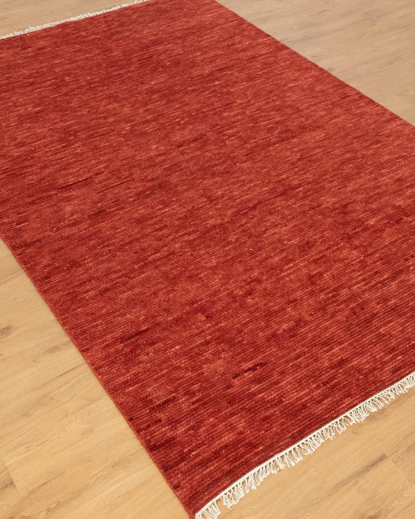 Solid Red Hand Knotted wool Rug
