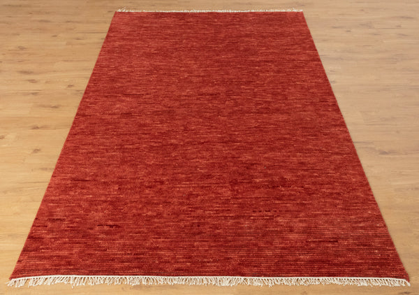 Solid Red Hand Knotted wool Rug