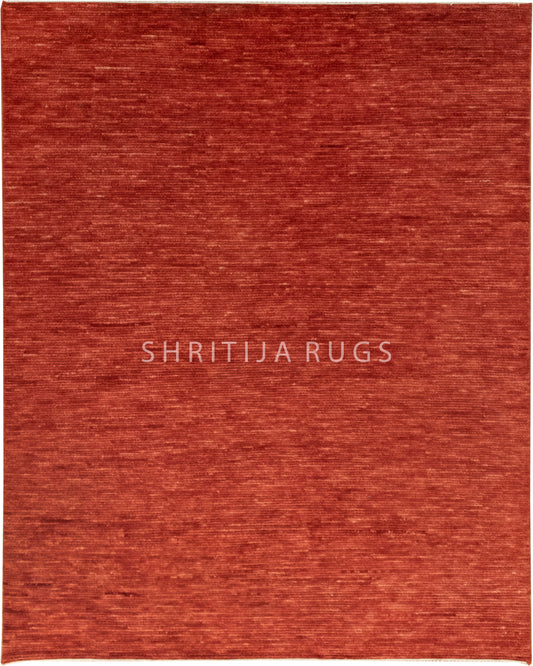 Solid Red Hand Knotted wool Rug