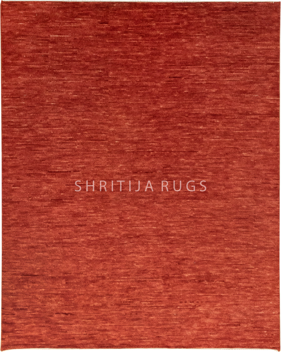 Solid Red Hand Knotted wool Rug