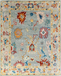 Unique Hand-Knotted Oushak Rug: A Blend of Color and Texture